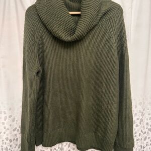 Cozy Olive Green Cowl Neck Sweater
